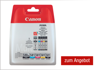 Canon Tintenpatrone PGI-580PGBK/CLI-581 BK/C/M/Y schwarz, fotoschwarz, cyan, magenta, gelb