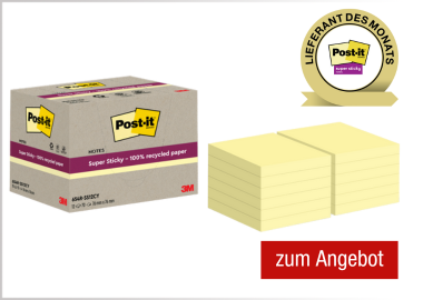 Post-it® Haftnotiz Super Sticky Recycling Notes 76 x 76 mm (B x H) 