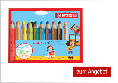 STABILO® Buntstift woody 3 in 1 inkl. Spitzer 6 St./Pack.